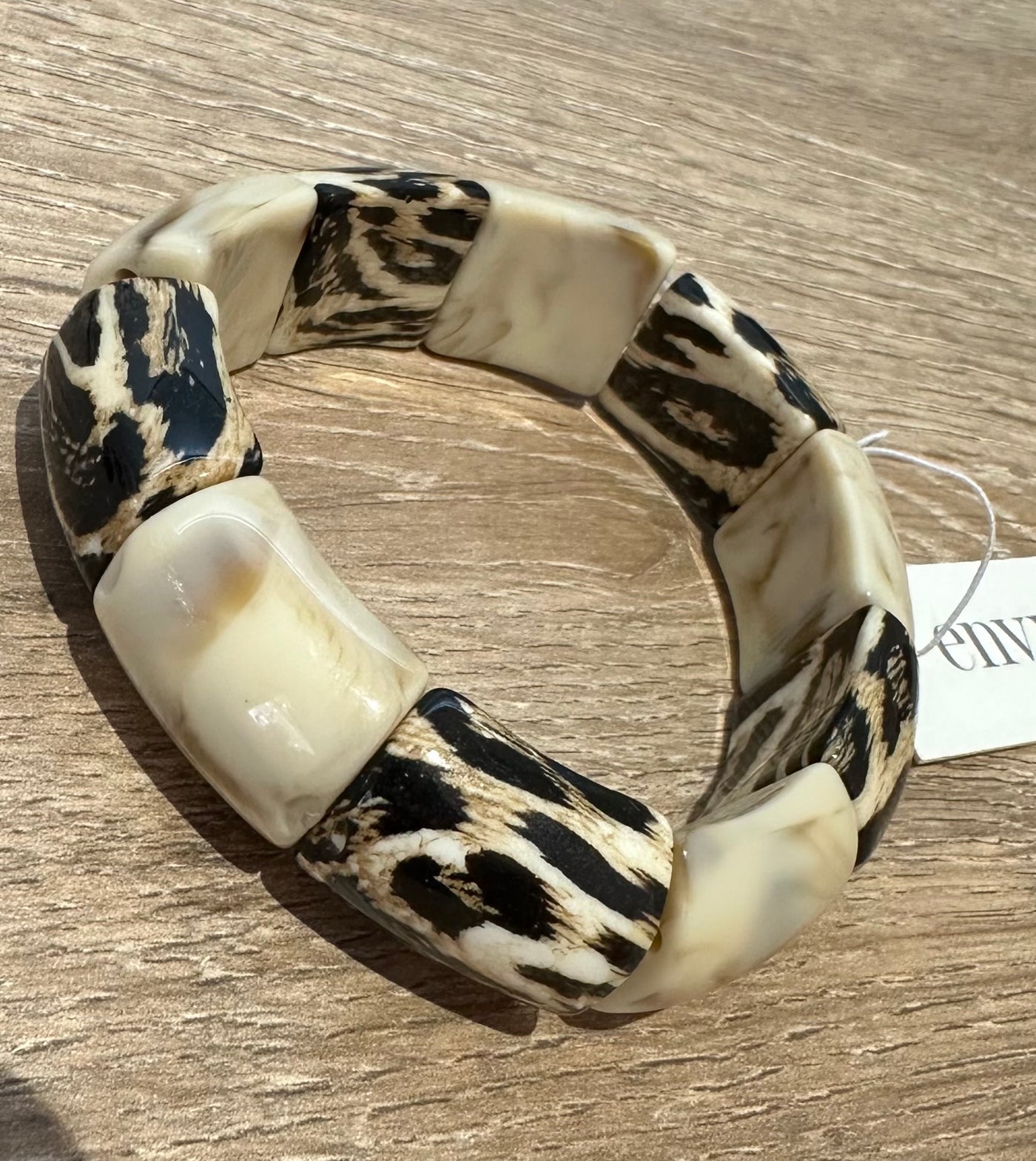 Stone & Leopard Elasticated Bracelet