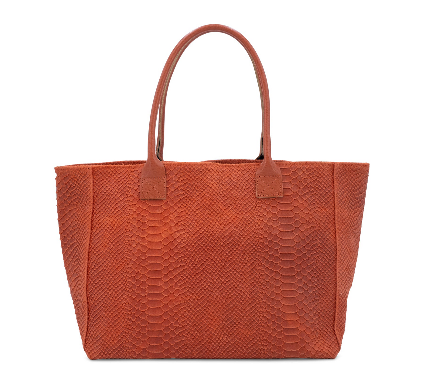 Orange Suede Leather Snake Tote