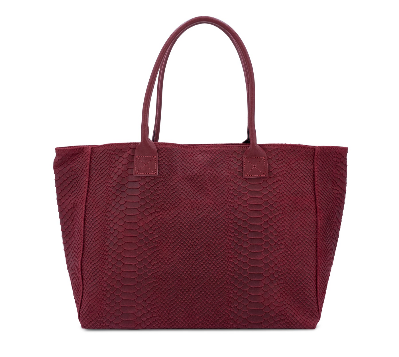 Wine Suede Leather Snake Tote