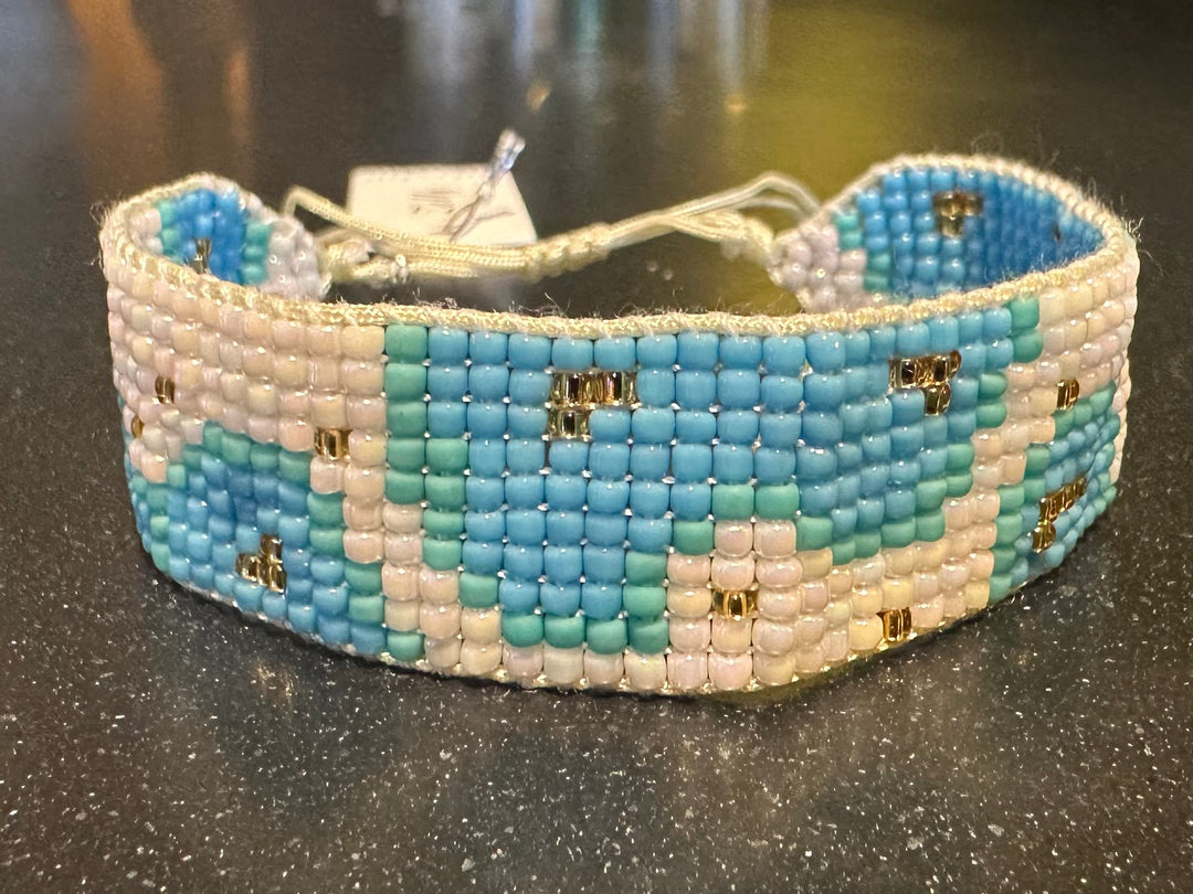 Zelly Blue, White & Gold Bracelet