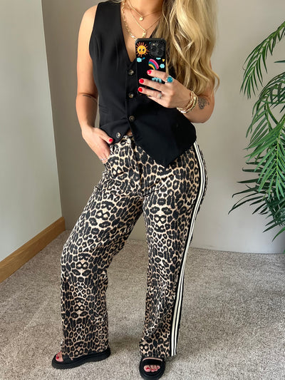 Leopard & Stripe Stretchy Jeans