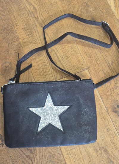 Black & Silver Star Crossbody Bag