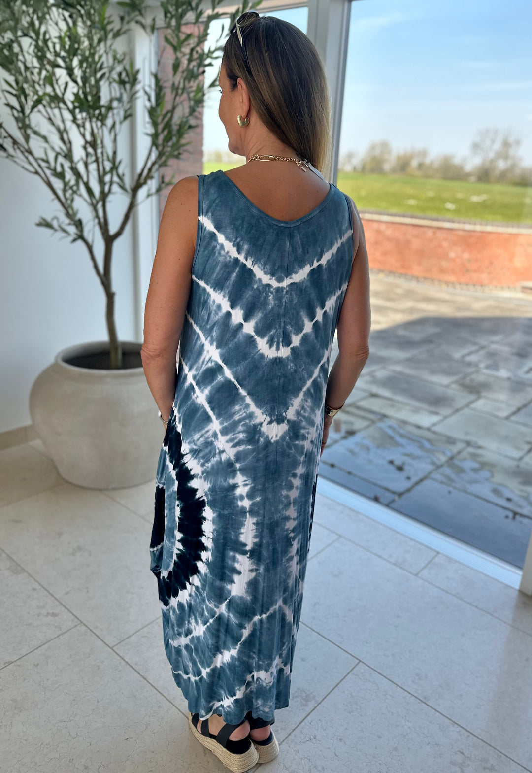 Blue Tie Dye Jersey Dress