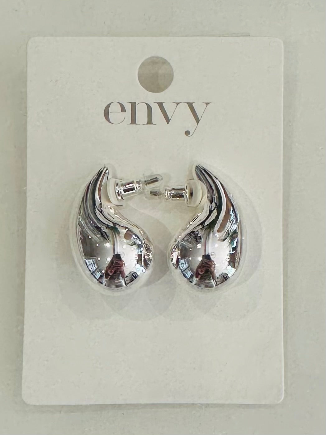 Silver Large Bubble Teardrop Earrings