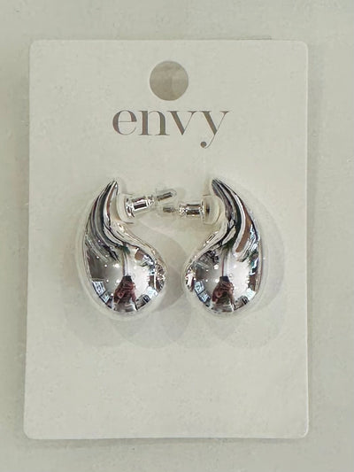 Silver Large Bubble Teardrop Earrings