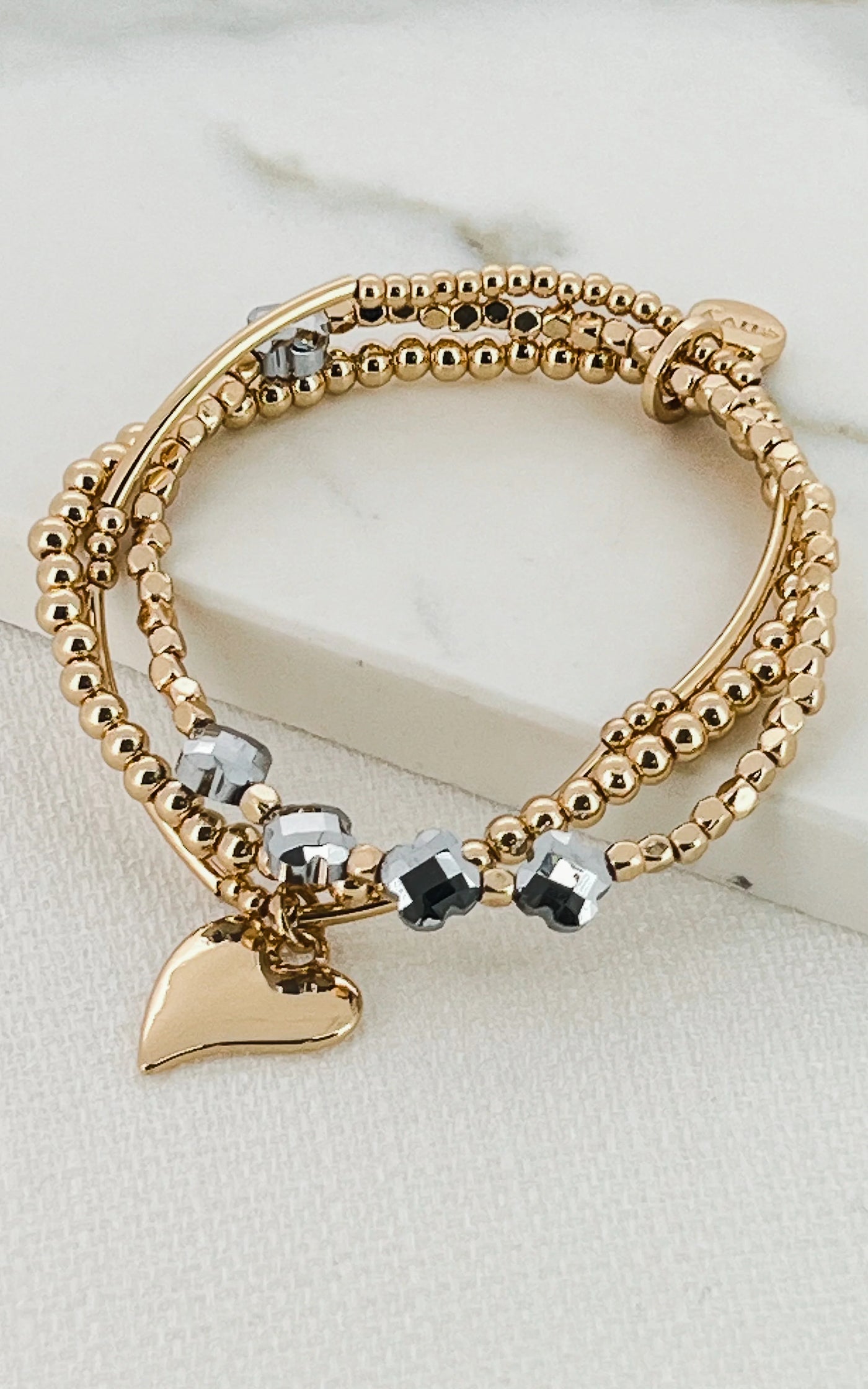 Gold & Pewter Clover Layered Bracelet