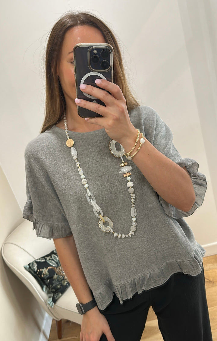 Grey Waffle Frill Top