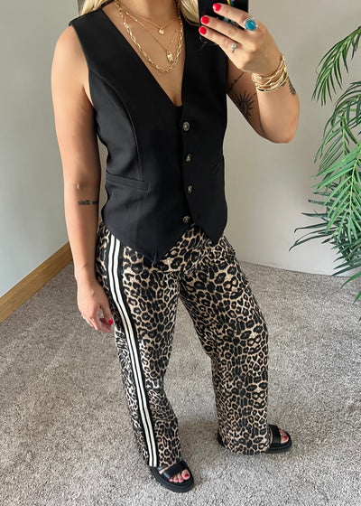 Leopard & Stripe Stretchy Jeans