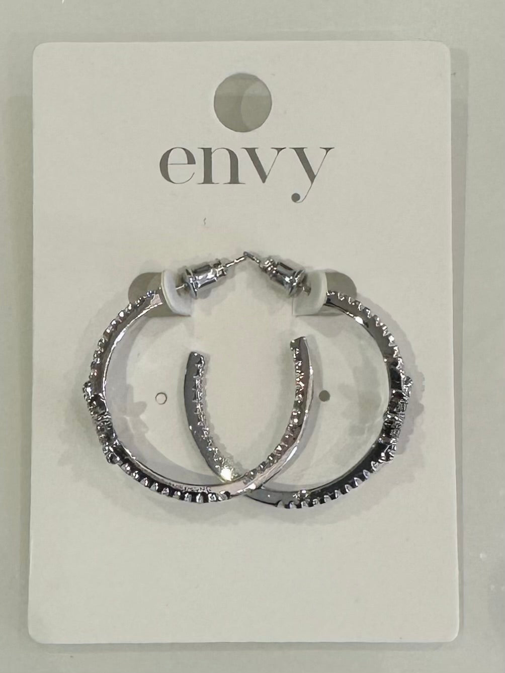 Silver Diamante Star Hoop Earrings