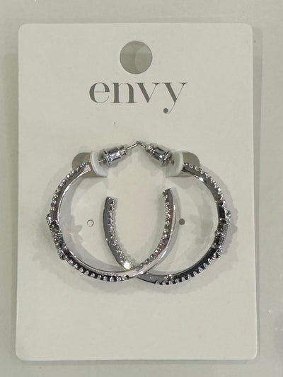 Silver Diamante Star Hoop Earrings