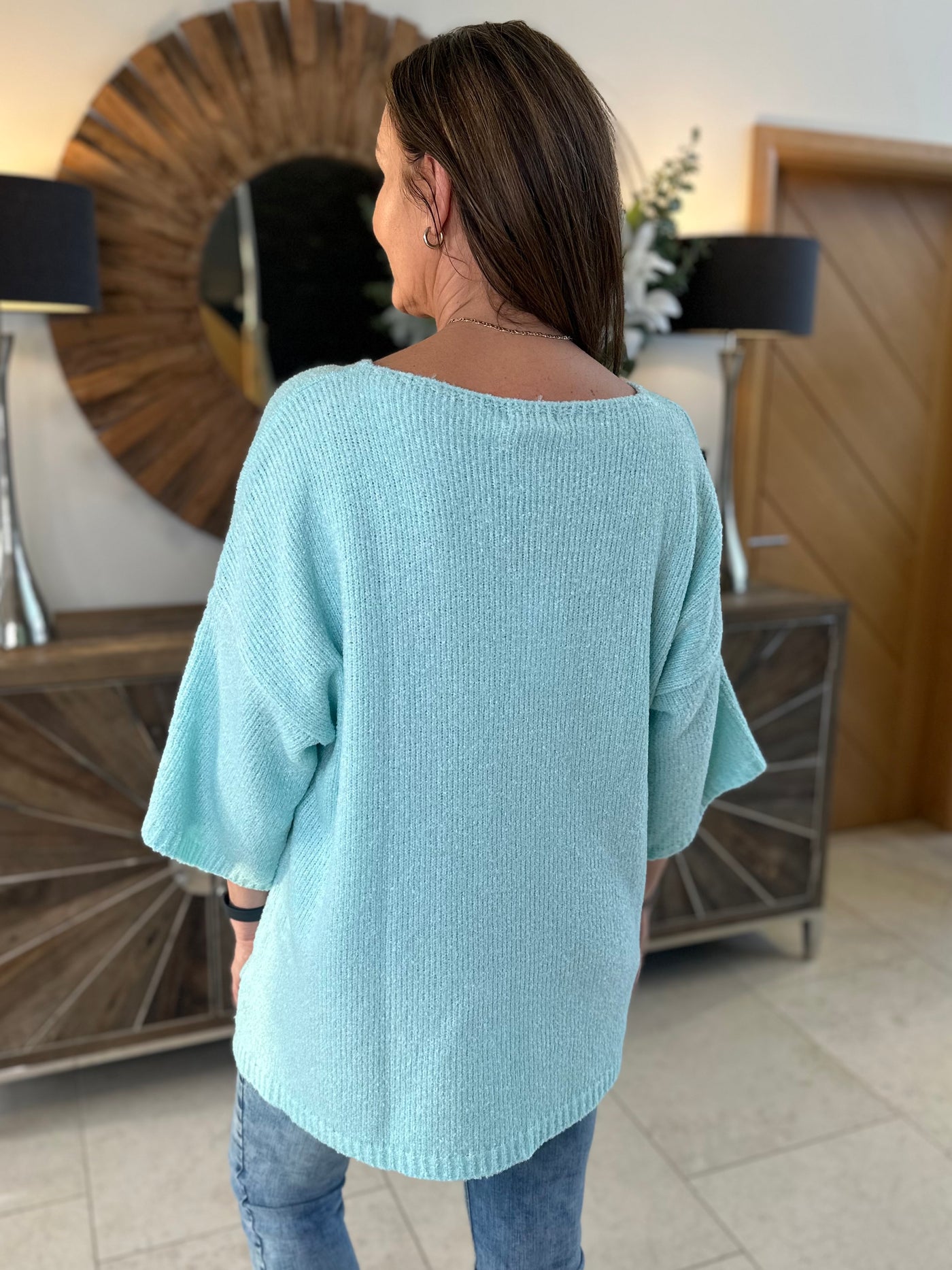 Turquoise Seam Front Knit