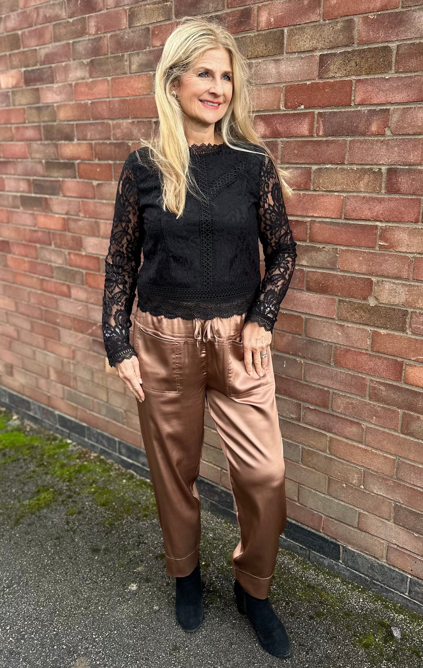 Caramel Satin Kiara Trousers