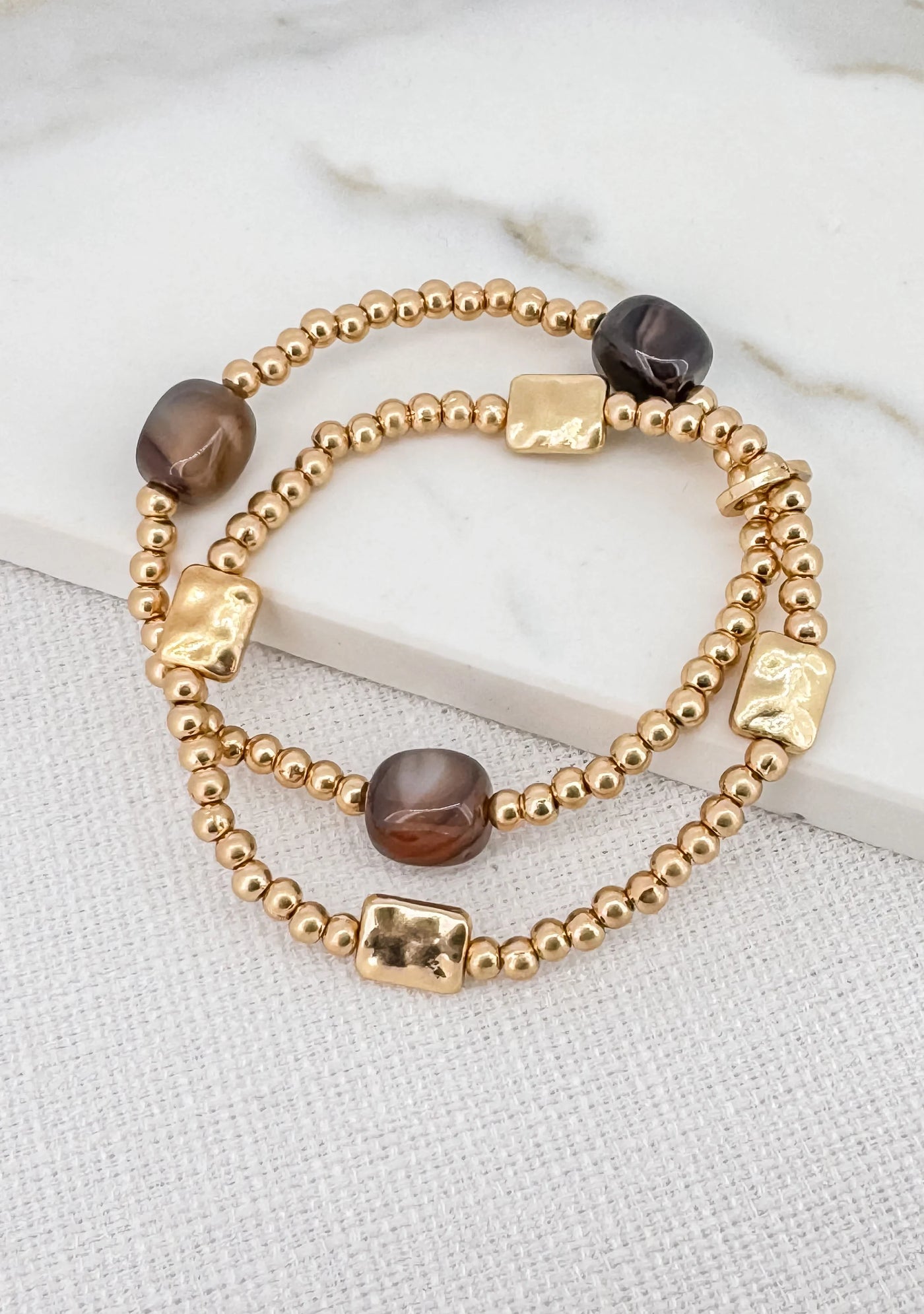 Gold & Taupe Stone Bracelet