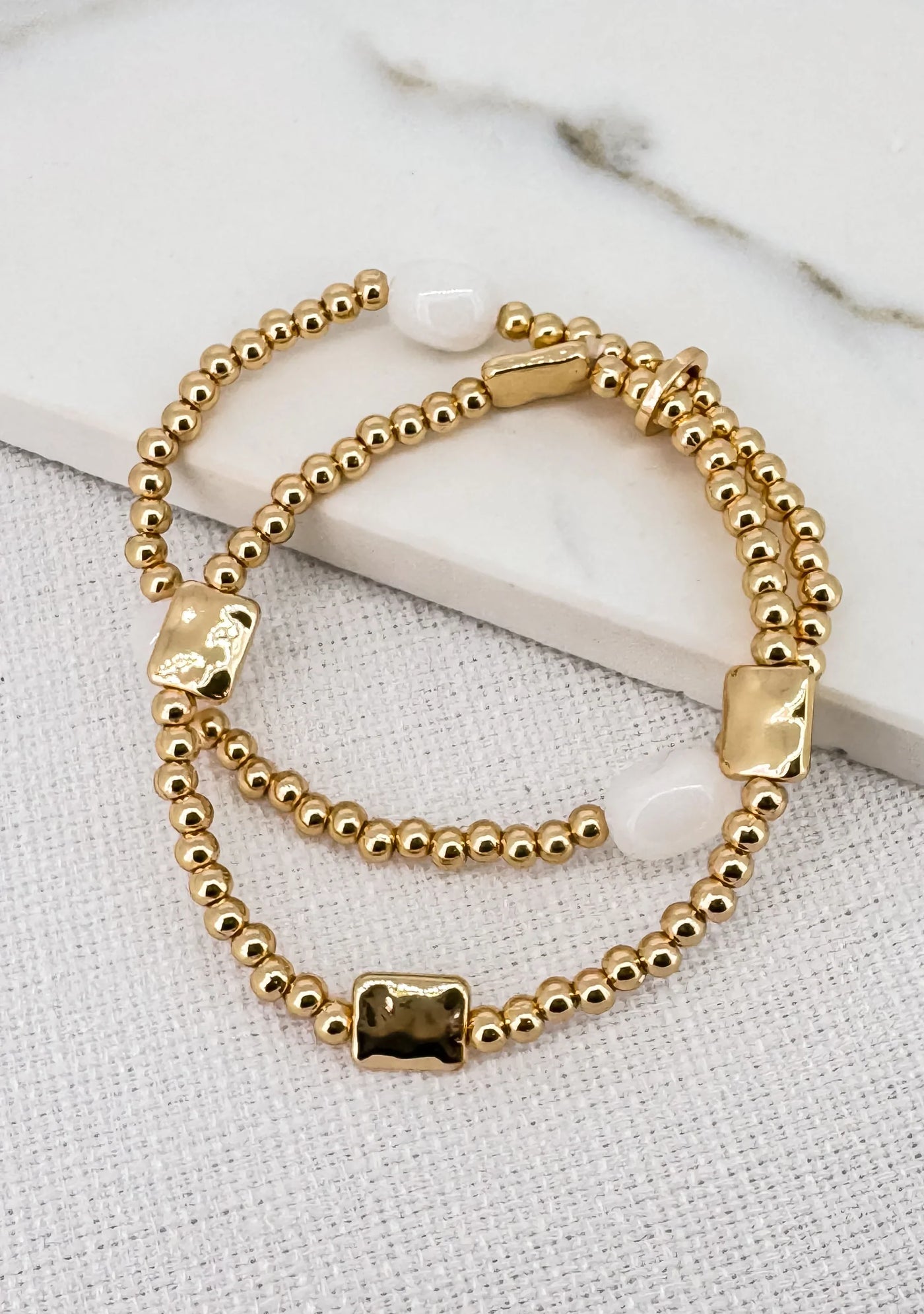 Gold & White Stone Bracelet