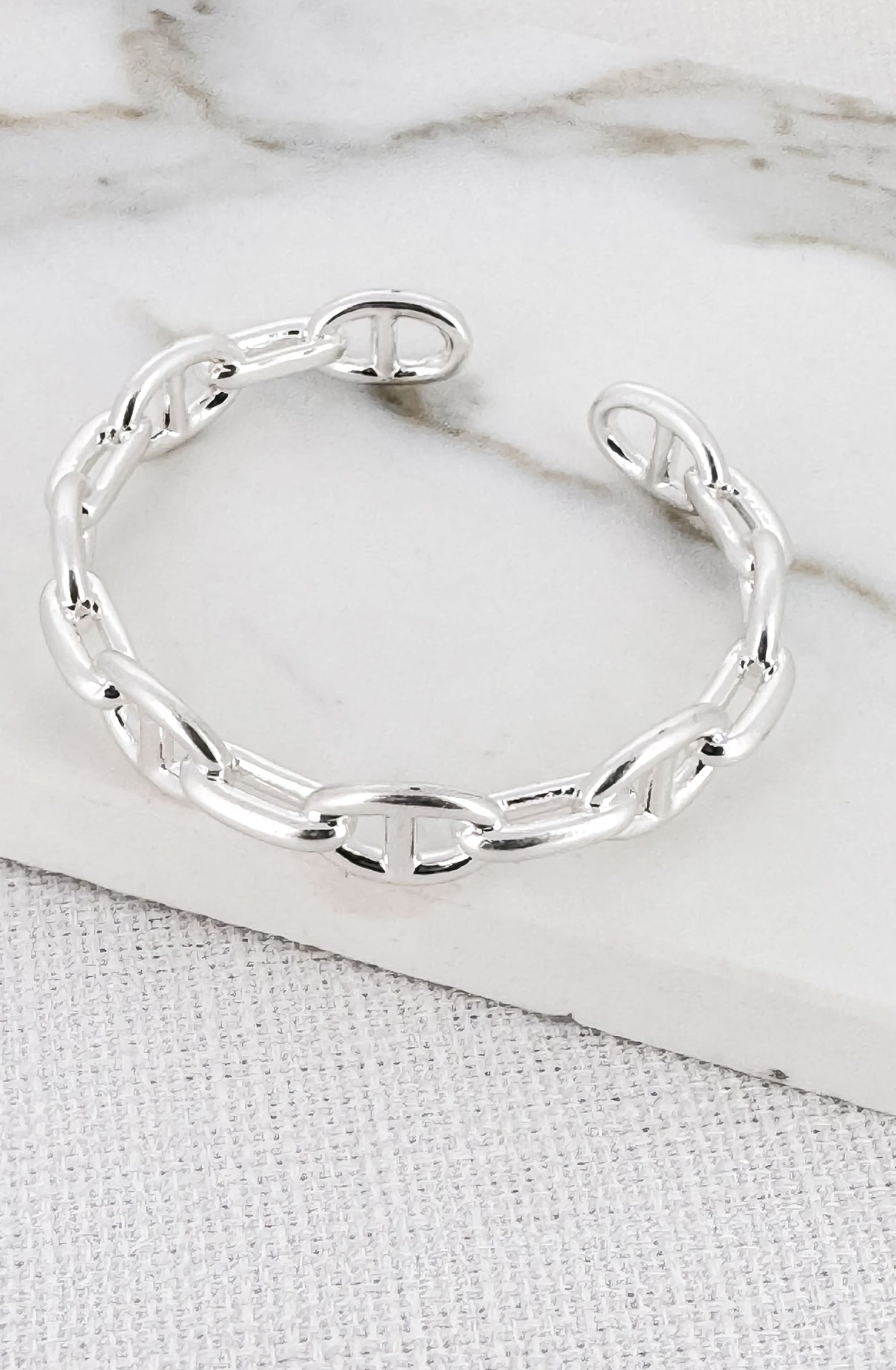 Silver Split Oval Bangle Bracelet