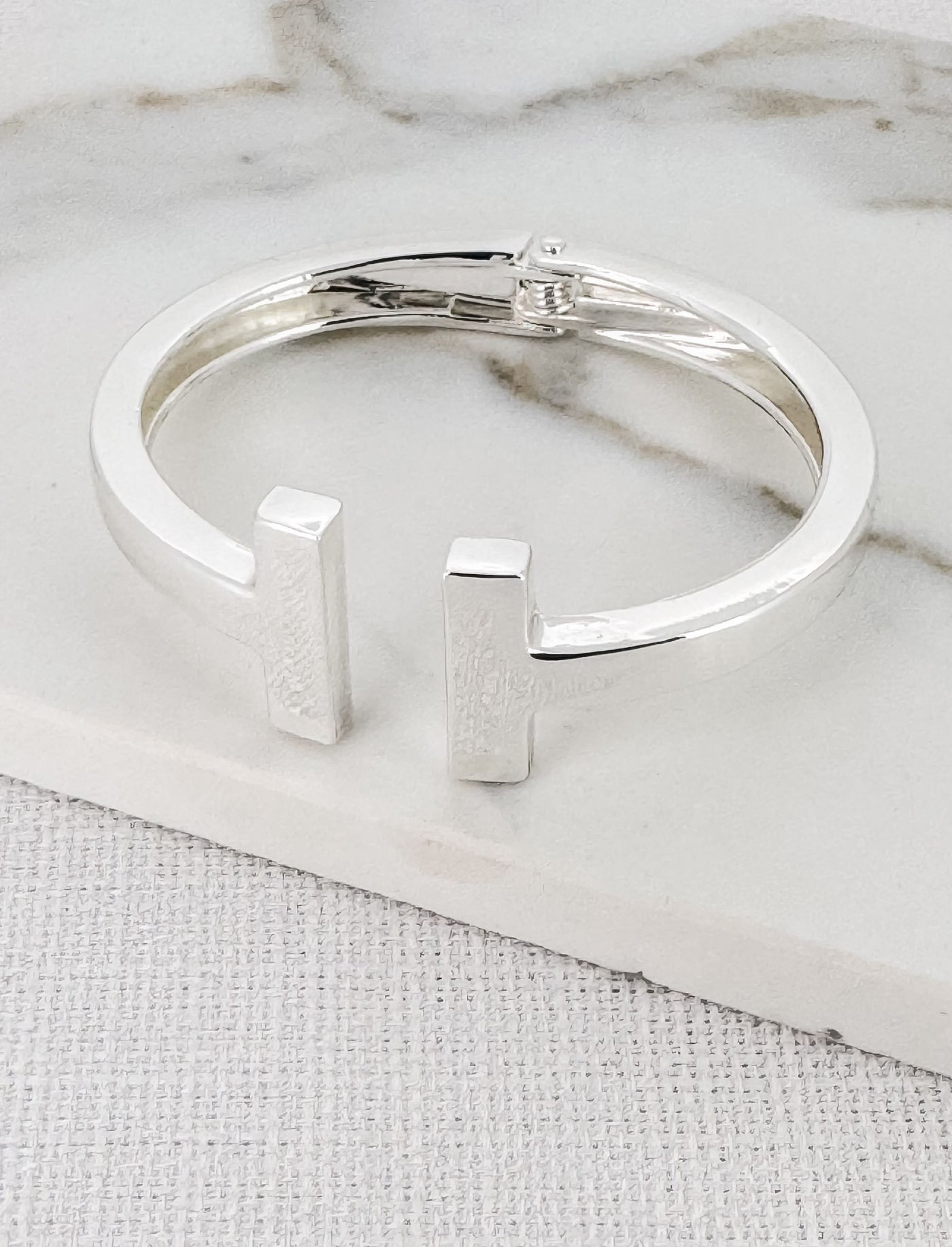 Silver Bar Bangle Bracelet