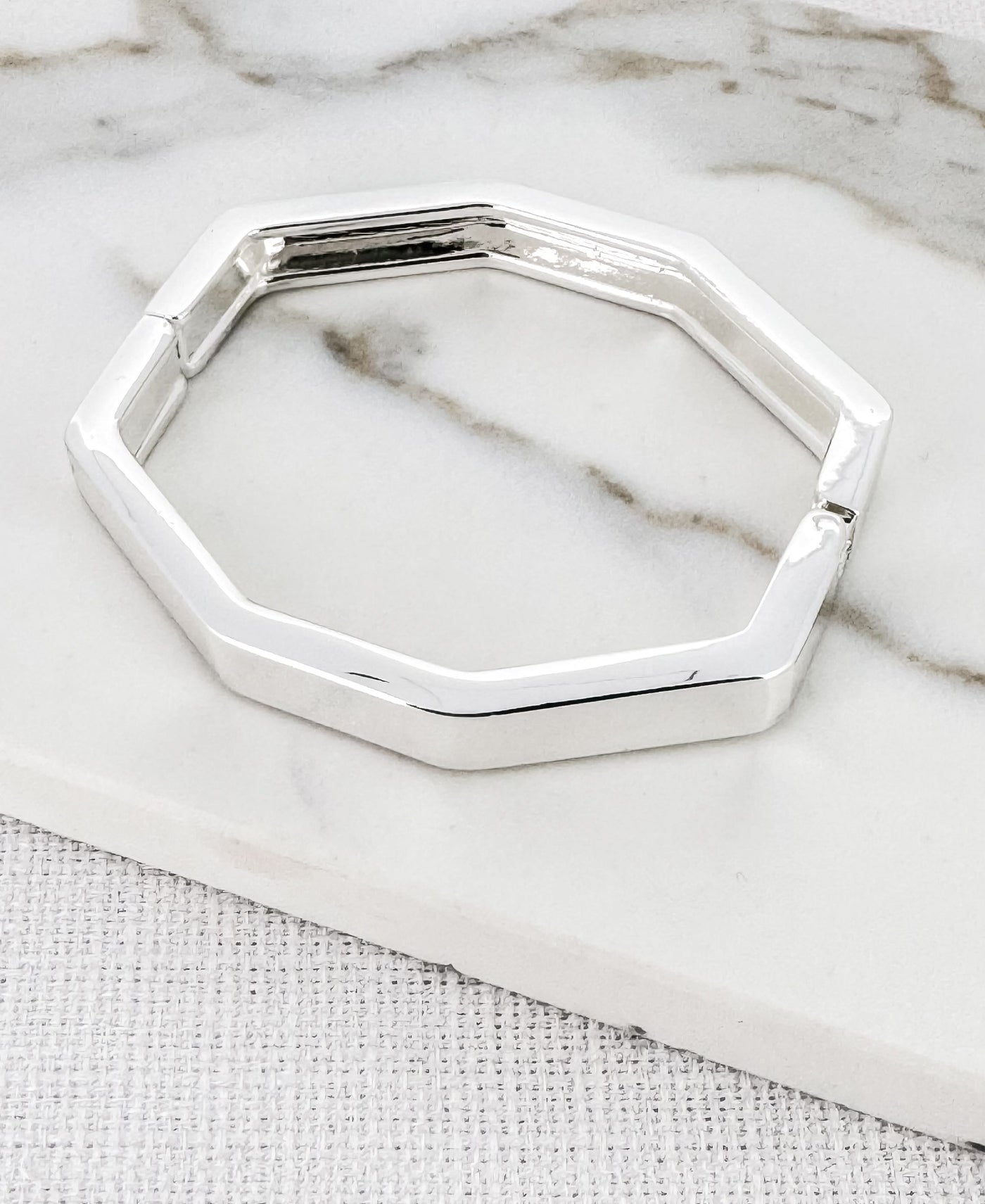 Silver Octagon Bangle Bracelet