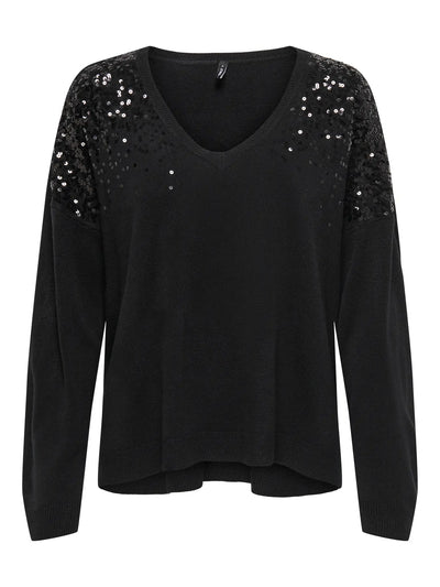 ONLY Black Sequin Shoulder Knit
