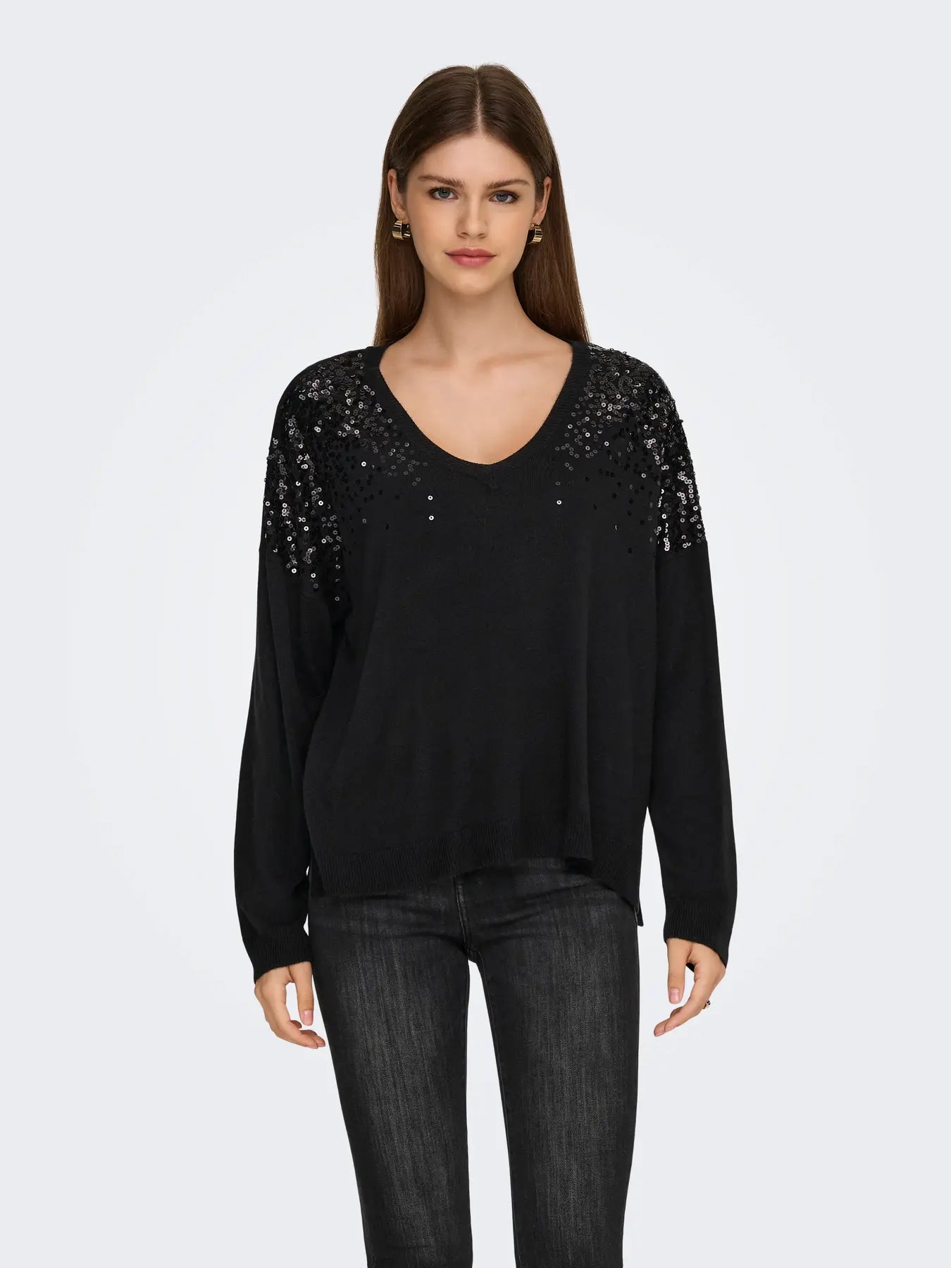 ONLY Black Sequin Shoulder Knit