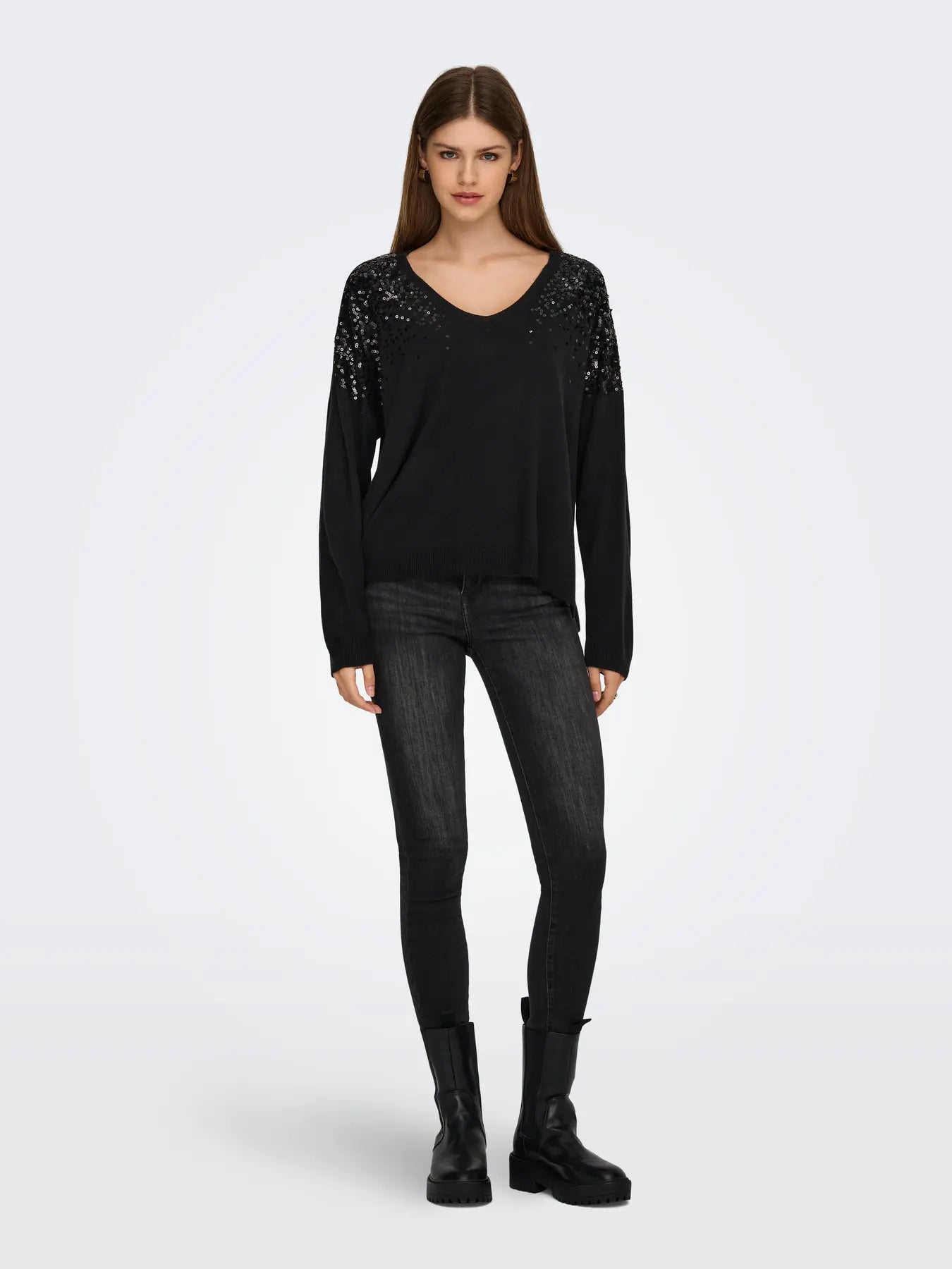 ONLY Black Sequin Shoulder Knit