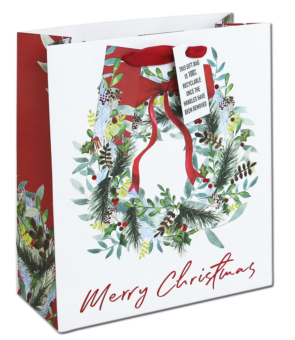 Medium Christmas Wreath Gift Bag