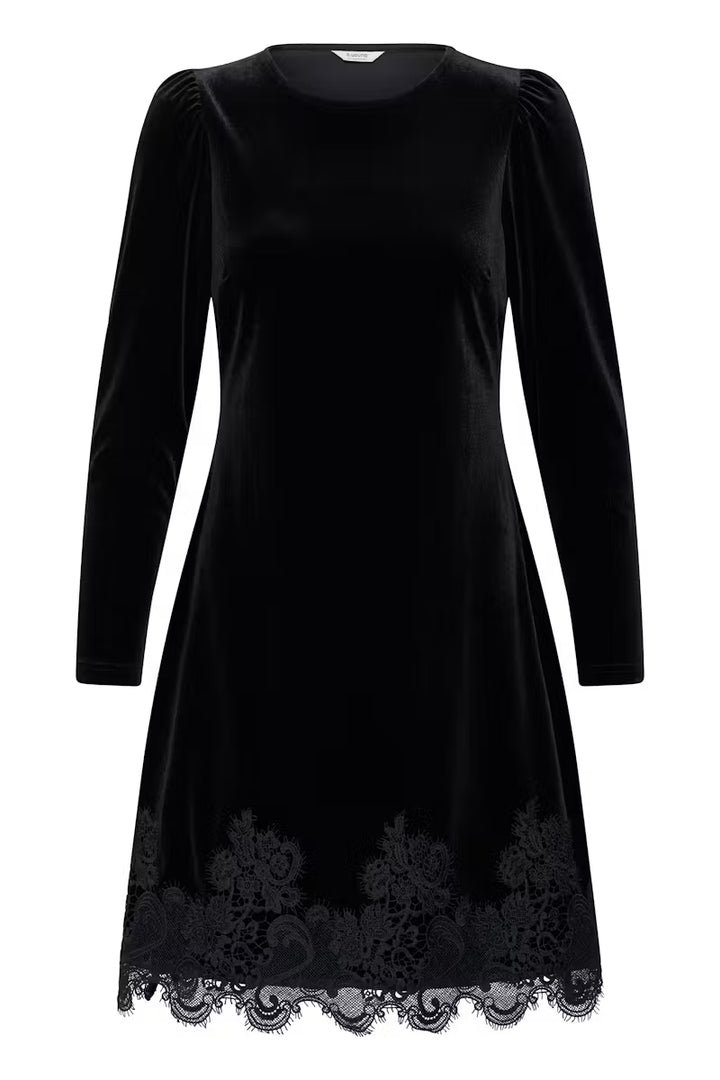 BYoung Black Velvet & Lace Dress