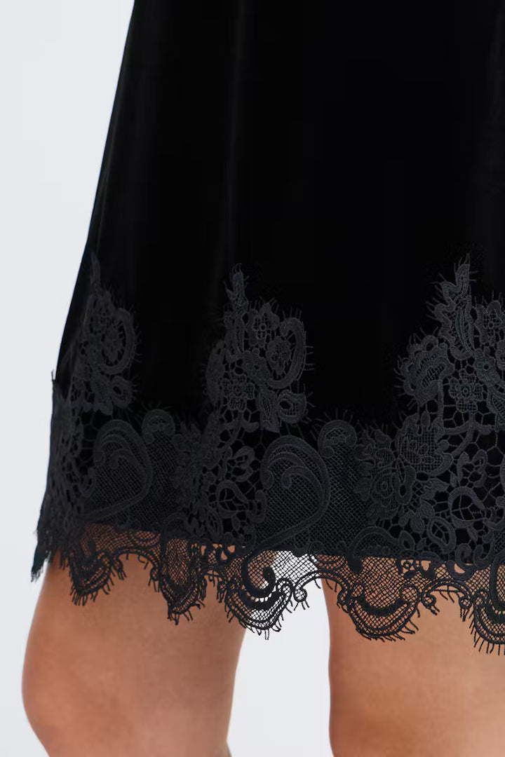 BYoung Black Velvet & Lace Dress