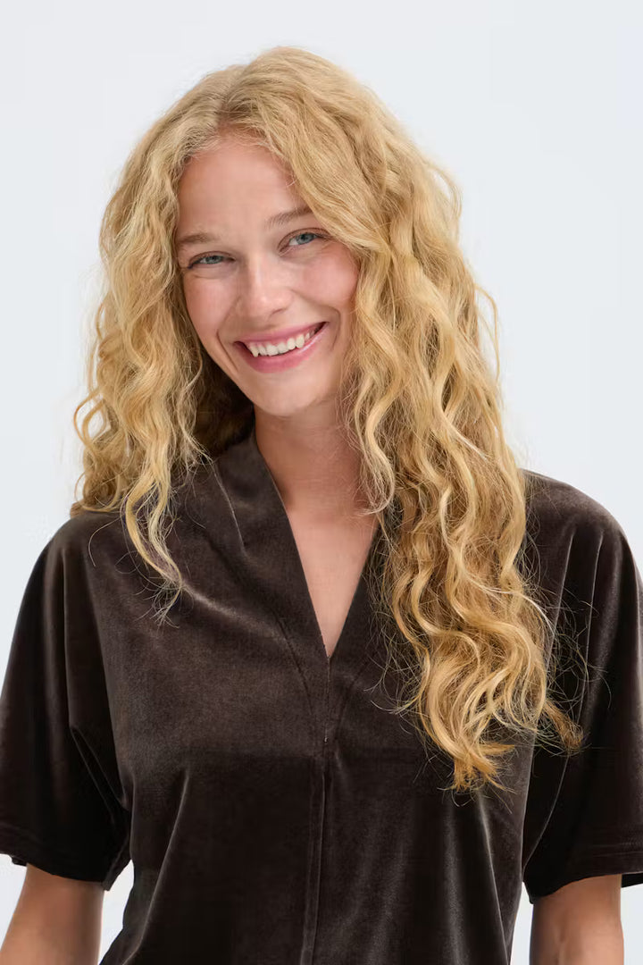 BYoung Brown Velour Top