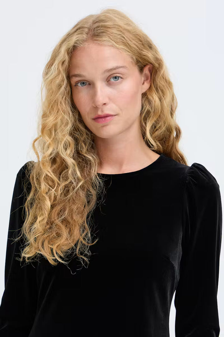 BYoung Black Velvet & Lace Dress