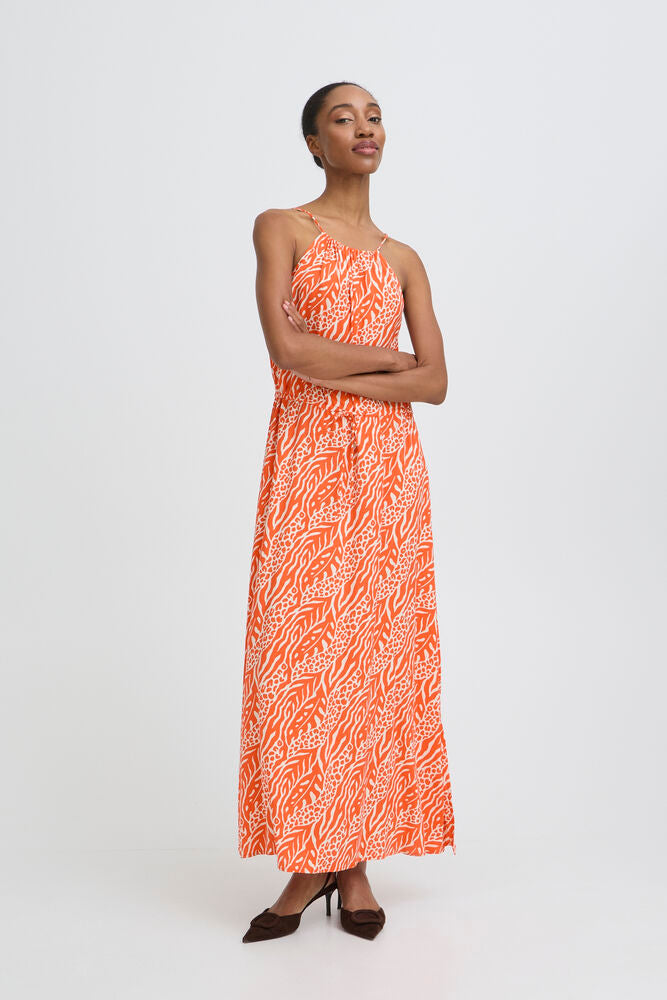 Byoung Orange Nature Print Dress