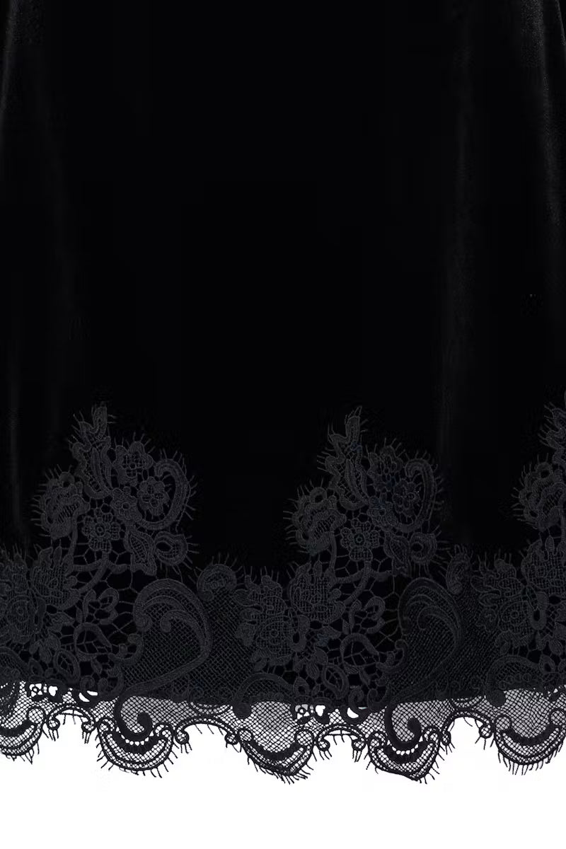 BYoung Black Velvet & Lace Dress
