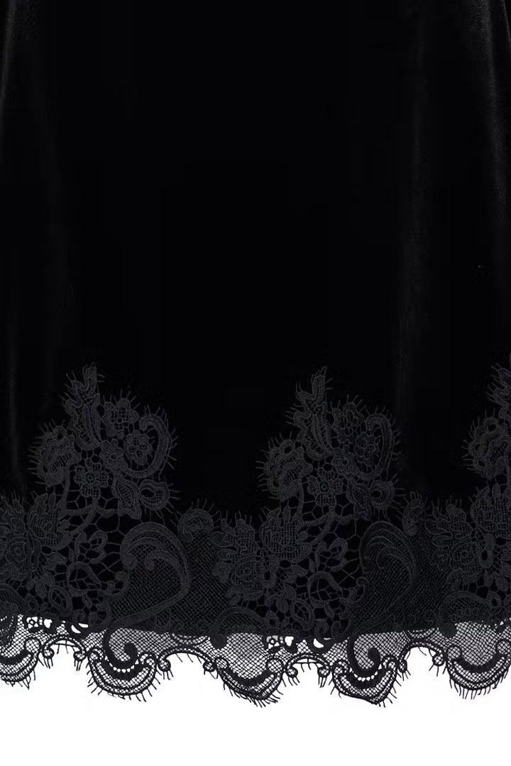 BYoung Black Velvet & Lace Dress
