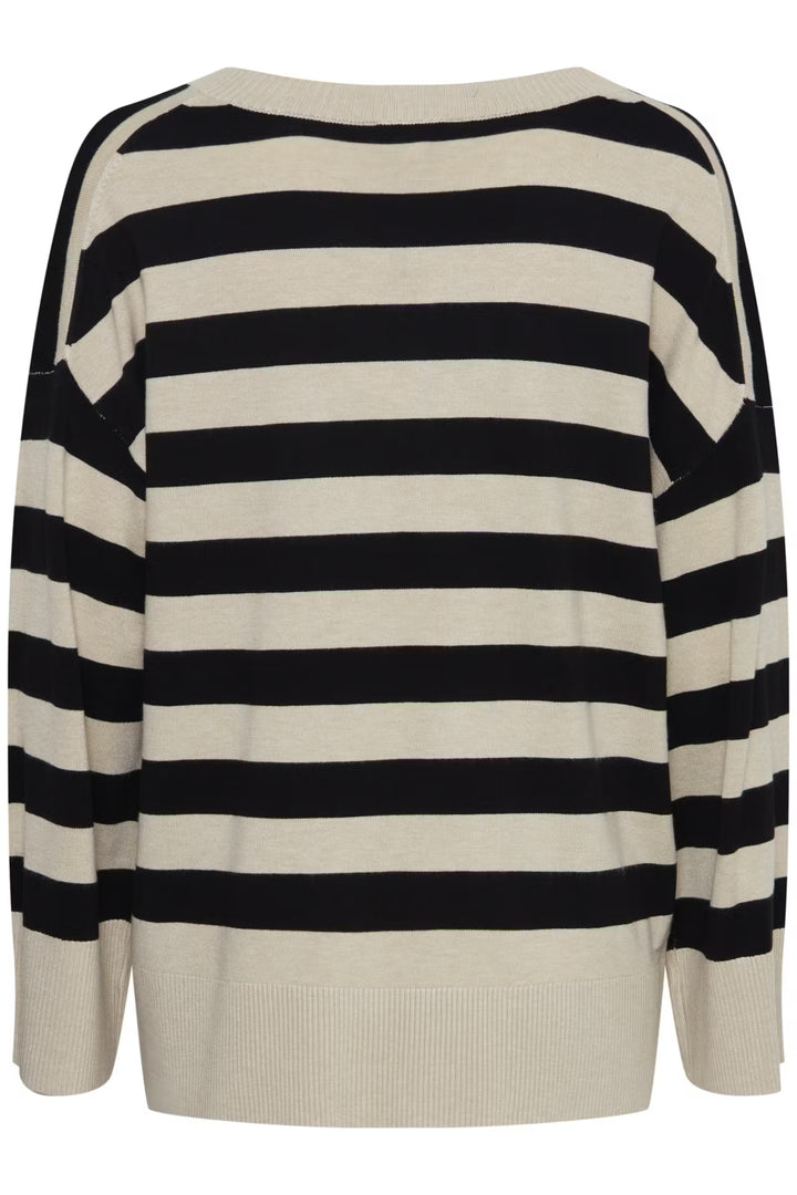 BYoung Stripe V Neck Morla Top