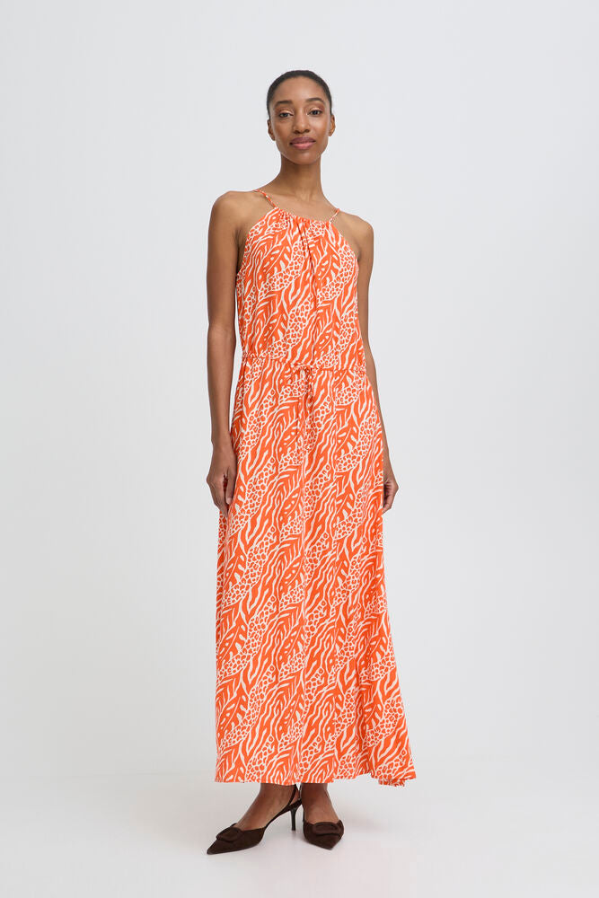 Byoung Orange Nature Print Dress