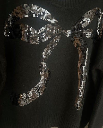 Black Sequin Bow Jumper