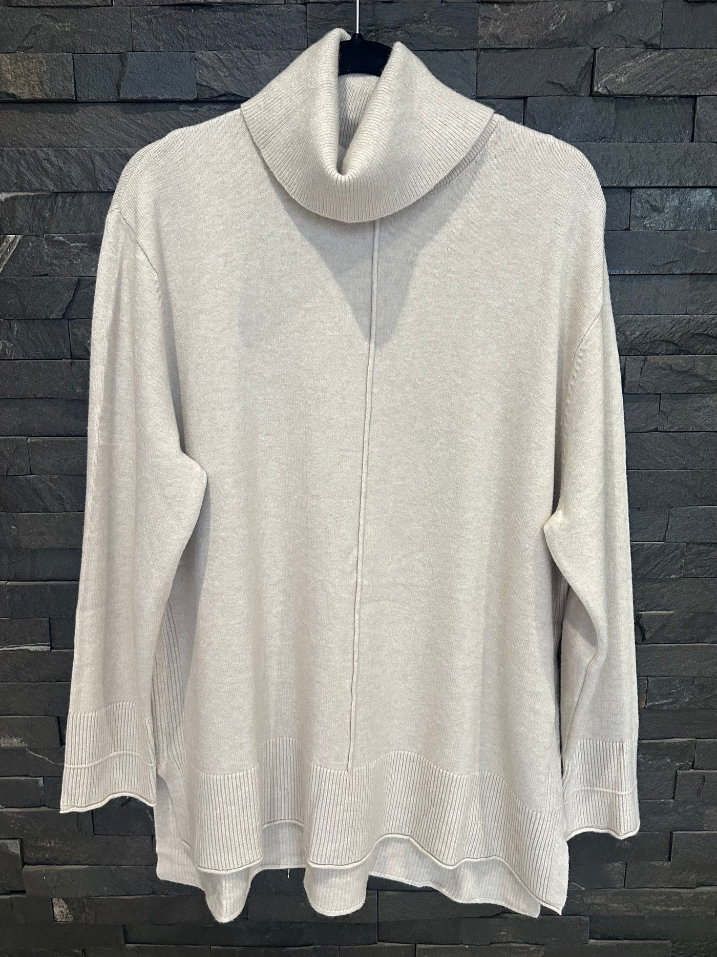 Grey Rollneck Seam Detail Jumper