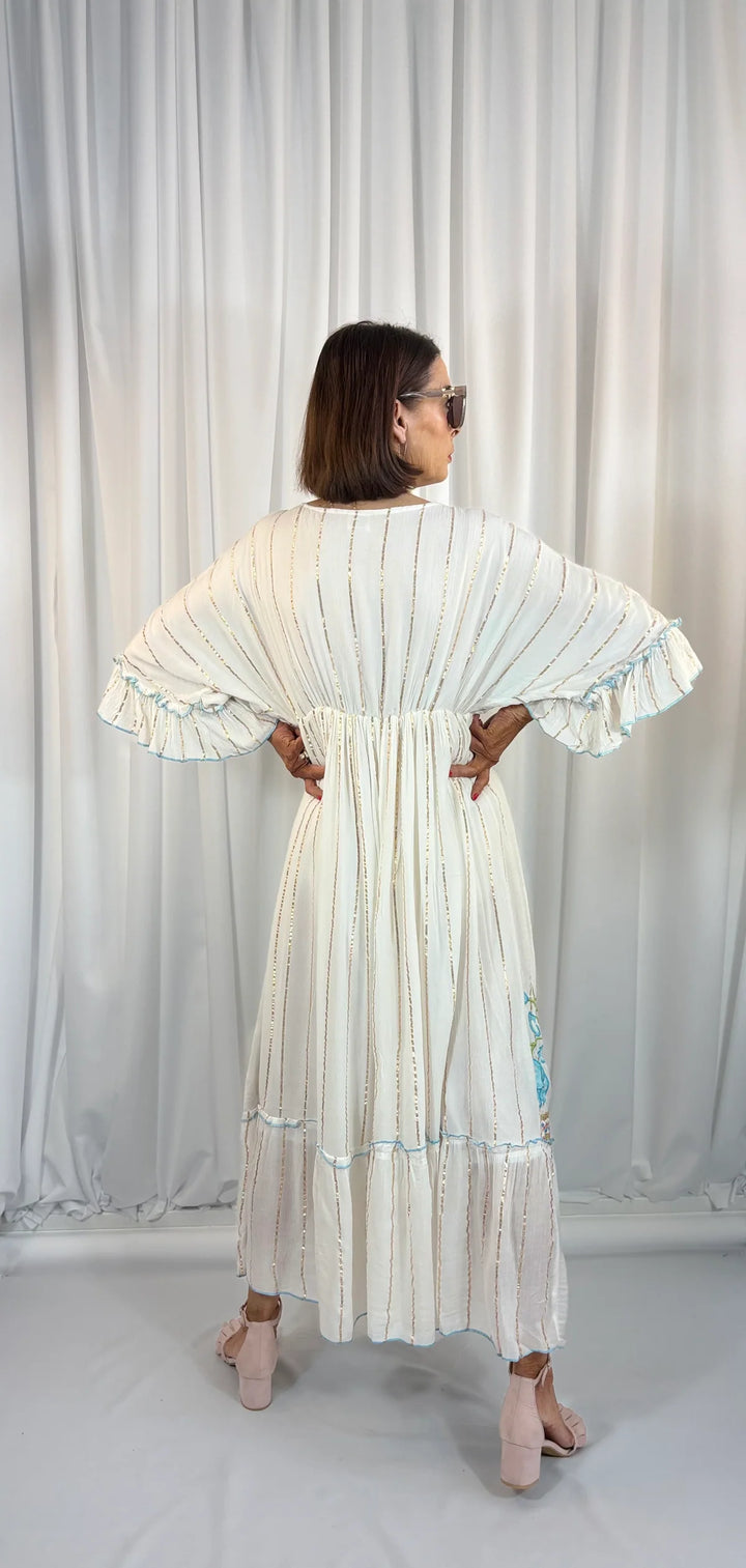 Rosalie Floral Boho Dress - Blue