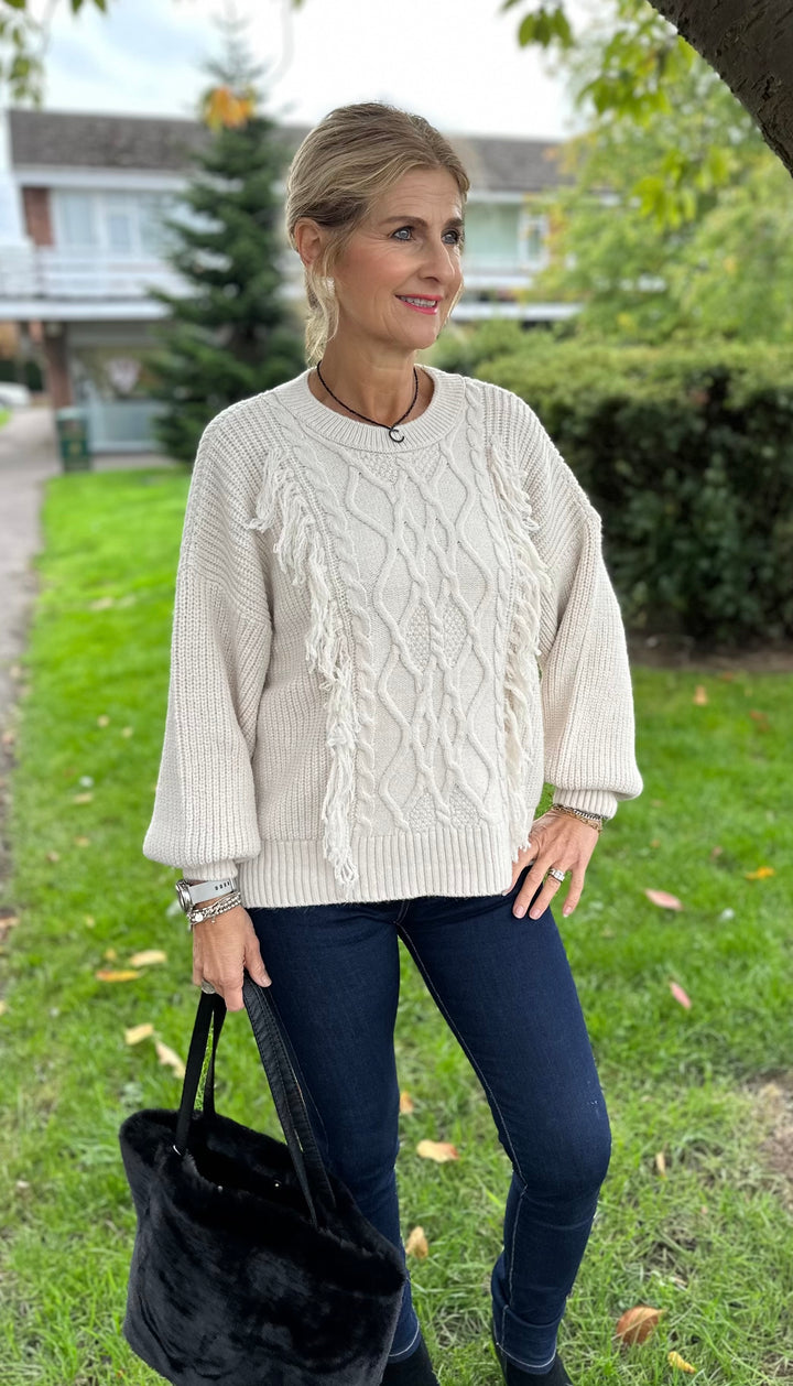 ONLY Birch Fringed Holly Knit