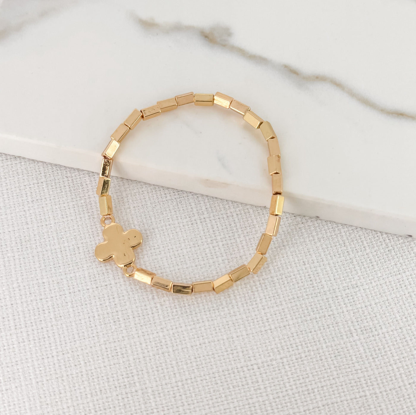 Gold Clover & Rectangles Bracelet
