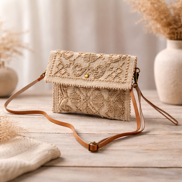 Sand Sardinian Tapestry Clutch Bag