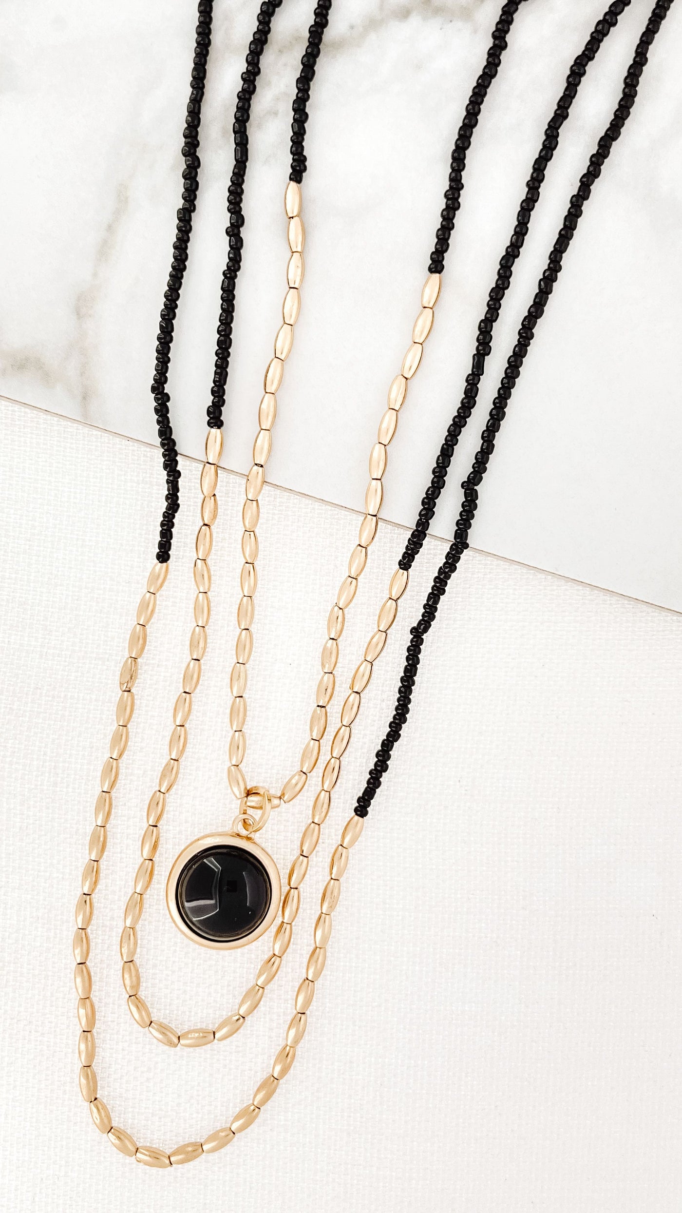 Gold & Black 3 Layer Necklace