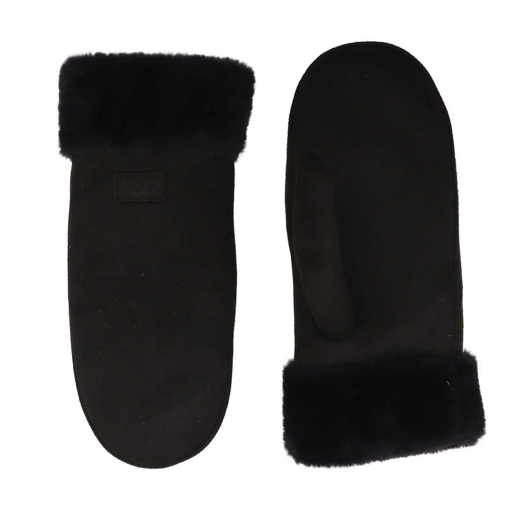 Zelly Black Faux Sheepskin Mittens