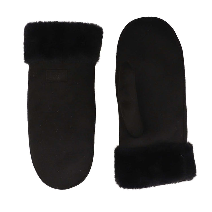 Zelly Black Faux Sheepskin Mittens
