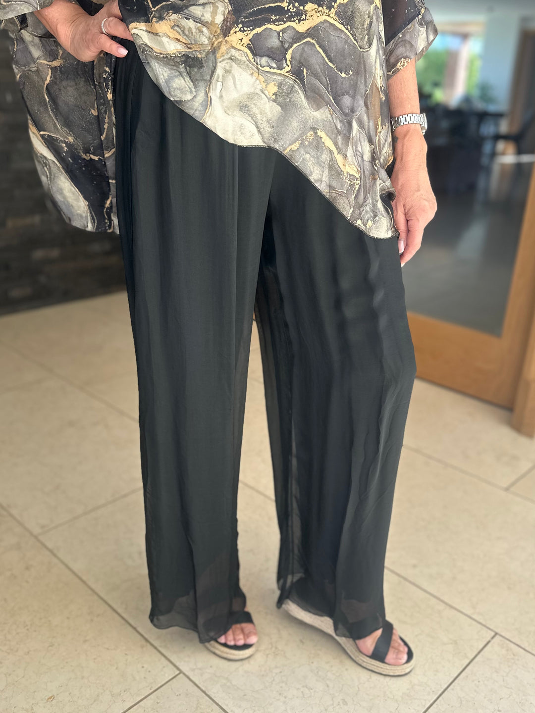 Black Silk Blend Trousers