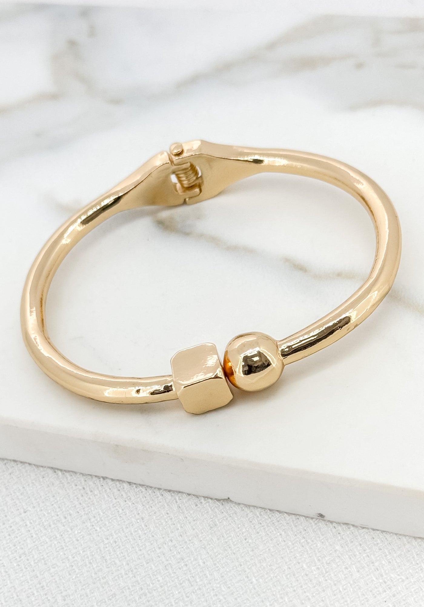 Gold Cube & Ball Bangle