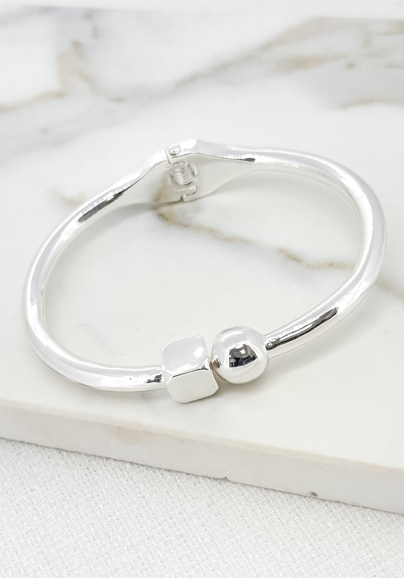 Silver Cube & Ball Bangle