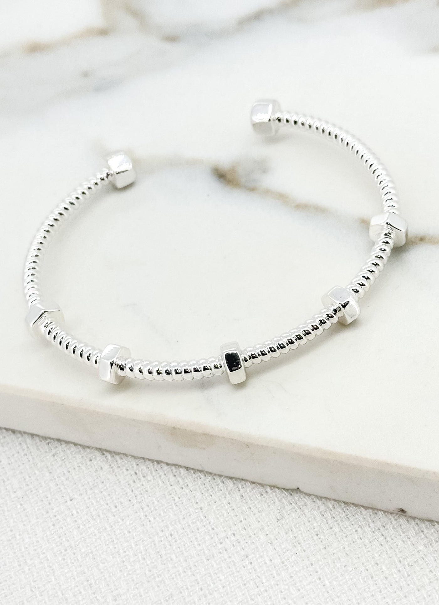 Silver Multi Hexagons Bangle