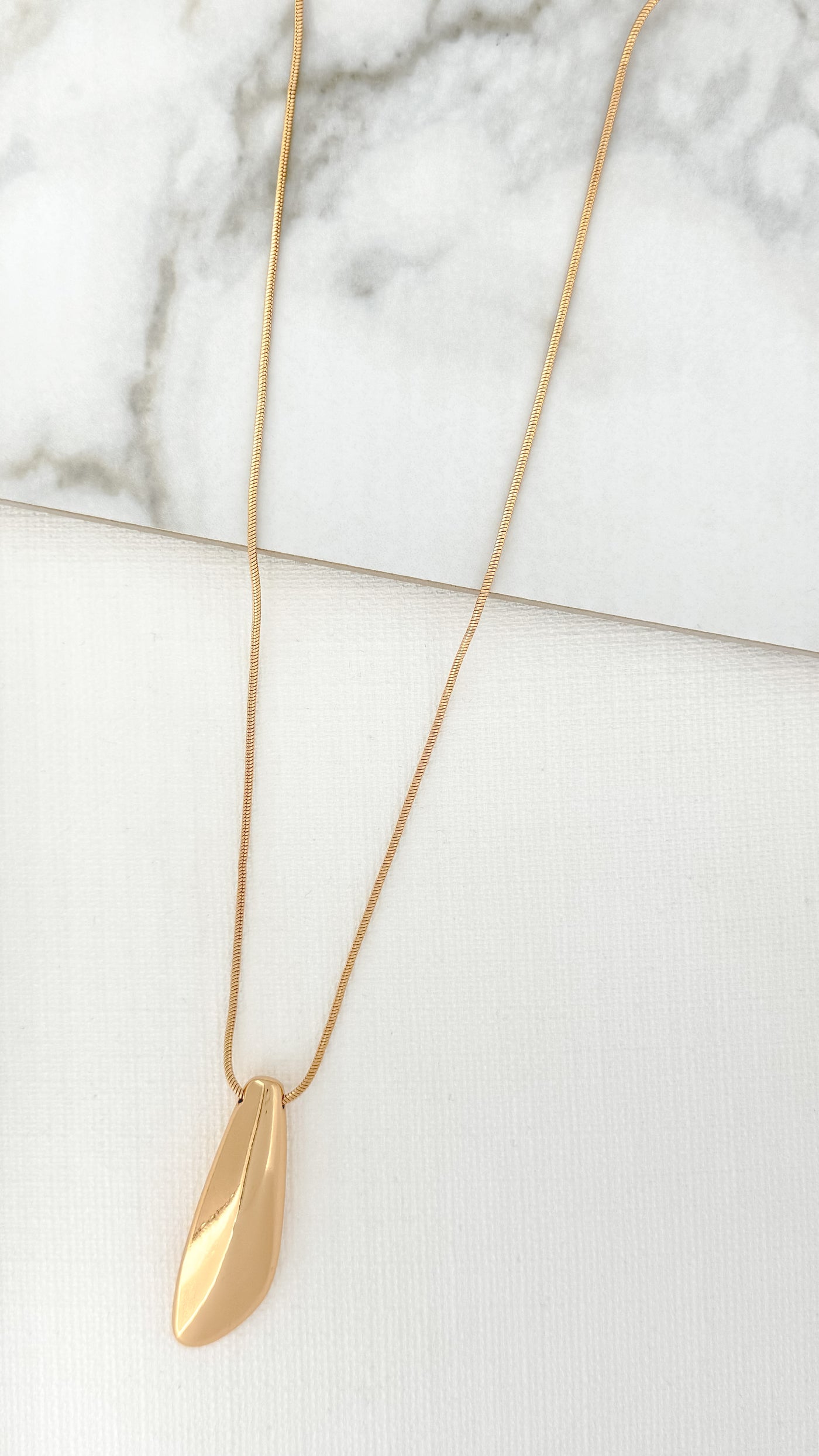 Gold Drop Pendant Long Necklace