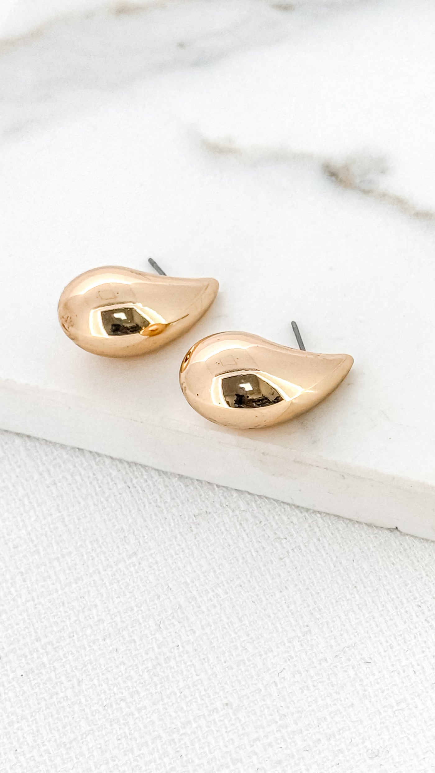 Gold Bubble Teardrop Earrings