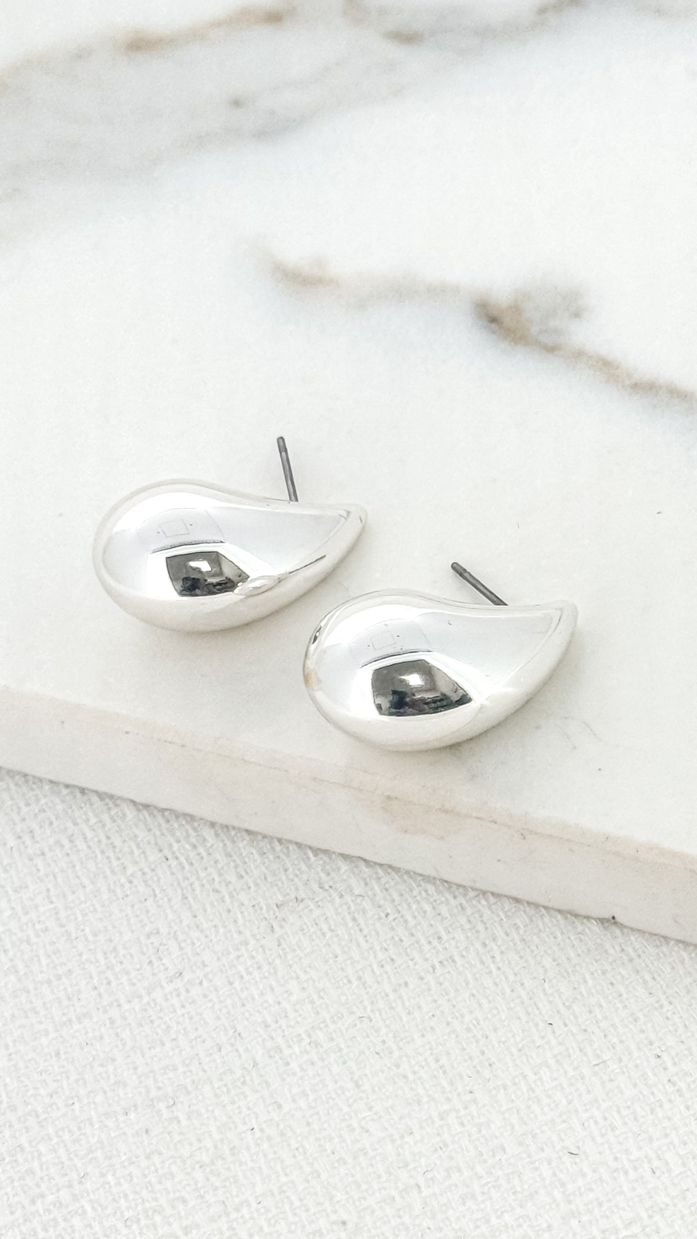 Silver Bubble Teardrop Earrings